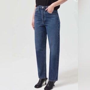 AGOLDE 90's Jeans Mid-Rise Loose Fit Tranced Size 27 EUC 100% Cotton Button Fly